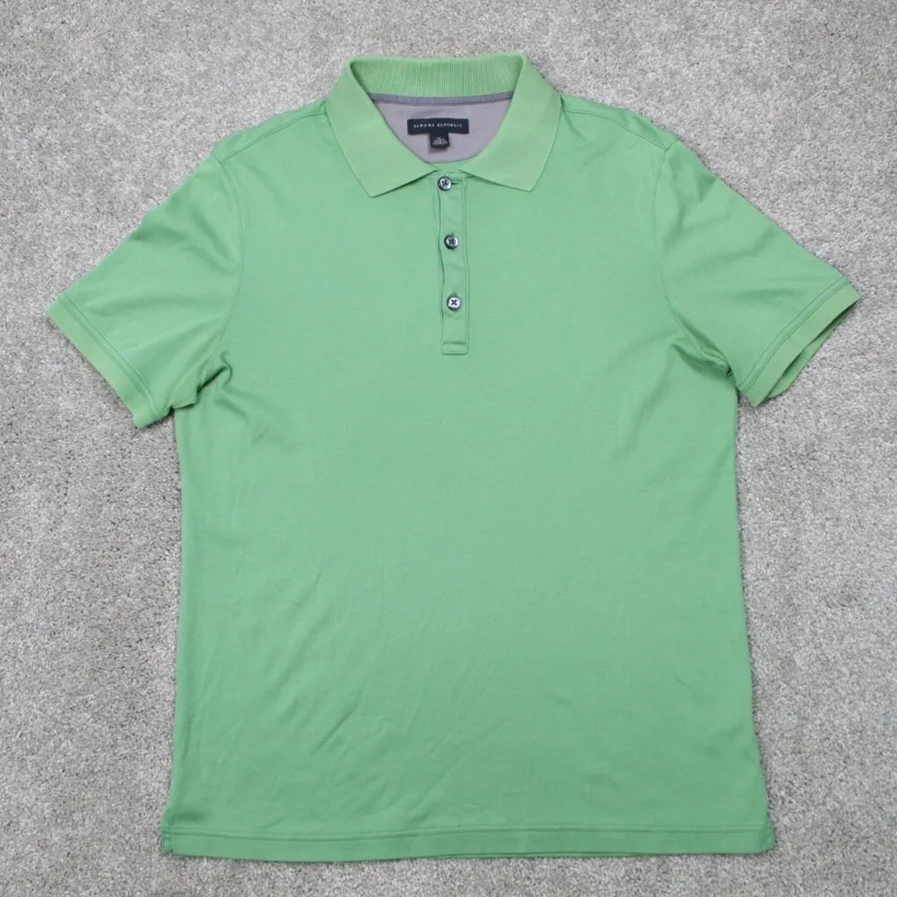 Banana Republic Polo Shirt Mens Medium Green 100% Cotton Short‎ Sleeve Pullover